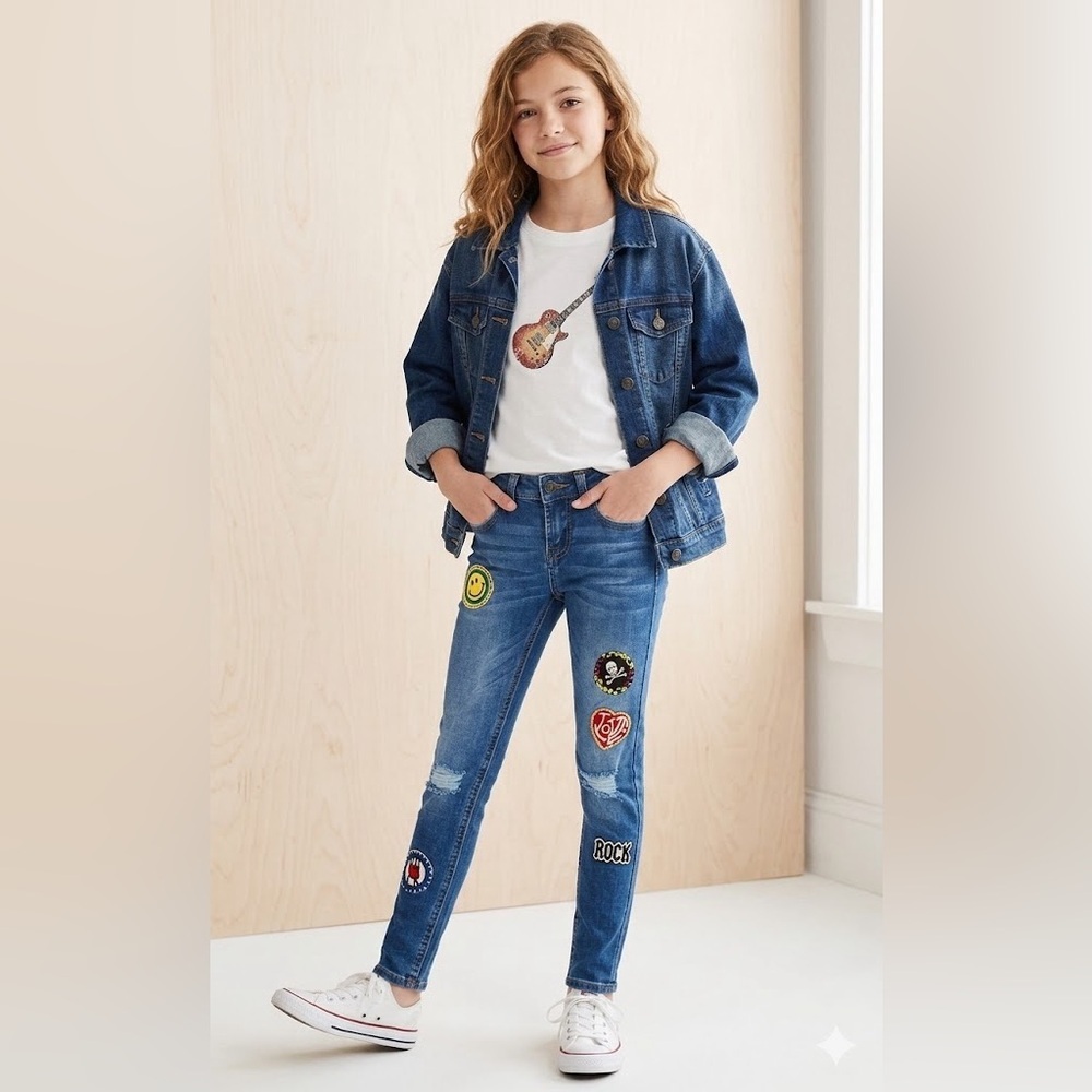 Butter Blue Skinny Jeans with Distressed Details Girls